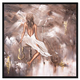 Gerahmter Kunstdruck Wohlklingende Musik, Frau mit Geige II