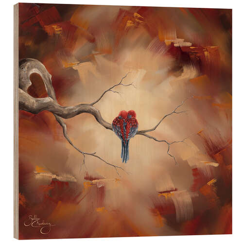 Wood print Lovebirds