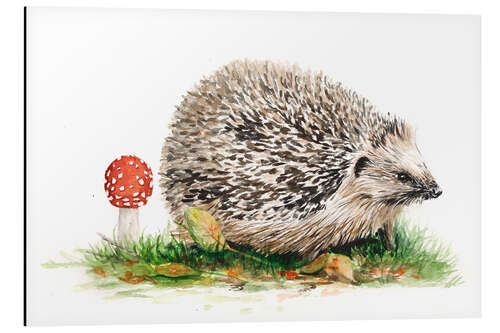 Quadro em alumínio Hedgehog and a toadstool