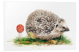 Foam board print Hedgehog and a toadstool