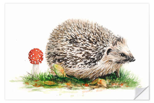 Naklejka na ścianę Hedgehog and a toadstool