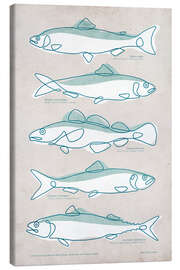 Canvas print Five fish with names