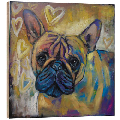 Cuadro de madera Bulldog in Love