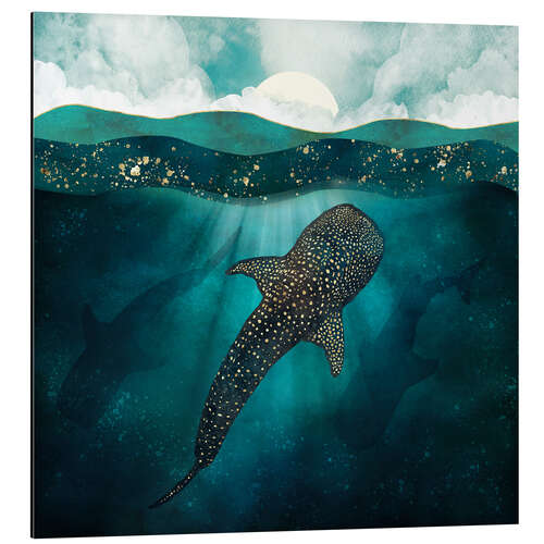 Stampa su alluminio Metallic whale sharks