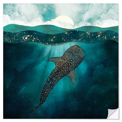 Sticker mural Metallic whale sharks