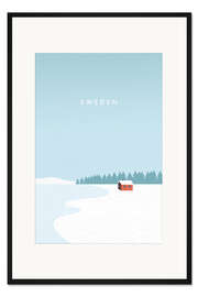 Gerahmter Kunstdruck Schweden im Winter