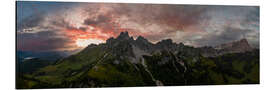 Alumiinitaulu Sunset in the Dachstein Mountains, panorama