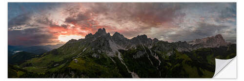 Sticker mural Sunset in the Dachstein Mountains, panorama