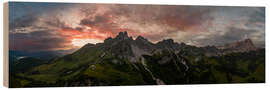 Wood print Sunset in the Dachstein Mountains, panorama