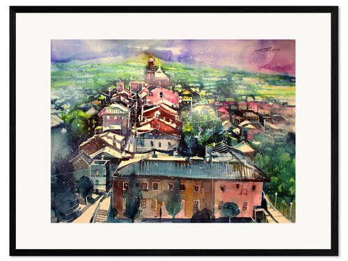 Gerahmter Kunstdruck Umbrien Altstadt von Castiglione