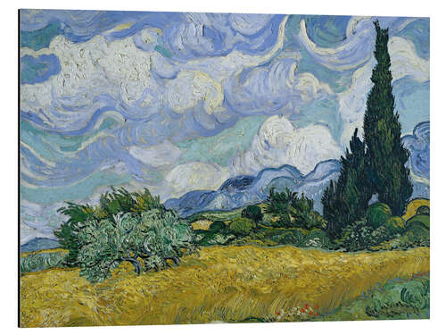 Aluminium print Wheat Field with Cypresses,1889