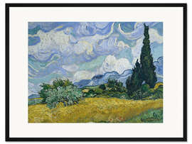 Gerahmter Kunstdruck Weizenfeld mit Zypressen, 1889