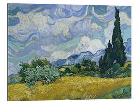 Tableau en plexi-alu Wheat Field with Cypresses,1889