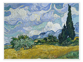 Reprodução  Wheat Field with Cypresses,1889 - Vincent van Gogh