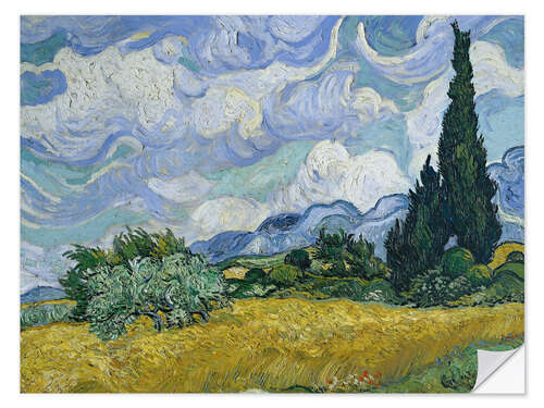 Wall sticker Wheat Field with Cypresses,1889