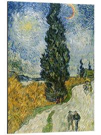 Aluminiumsbilde Road with Cypresses - Vincent van Gogh