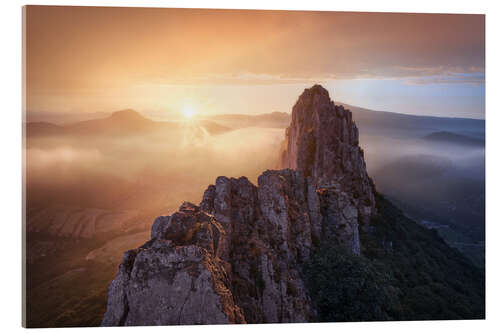 Stampa su vetro acrilico Sun tide above French mountains