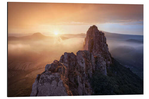 Tableau en aluminium Sun tide above French mountains