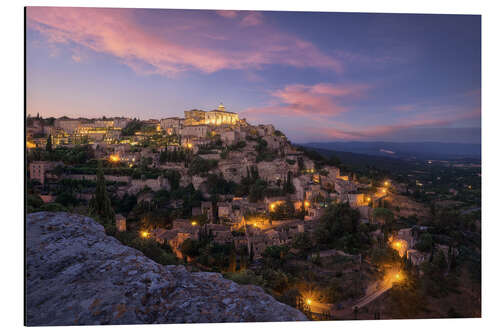 Tableau en aluminium Gordes in the evening