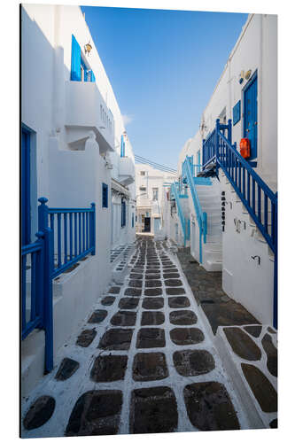 Stampa su alluminio Blue alley in Mykonos