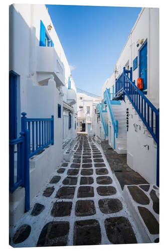 Canvas print Blue alley in Mykonos