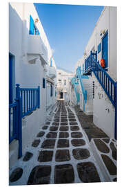 Tableau en PVC Blue alley in Mykonos