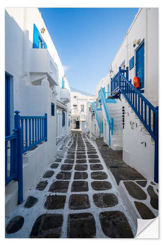 Naklejka na ścianę Blue alley in Mykonos