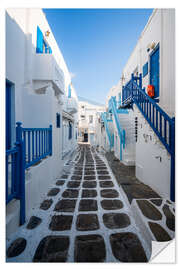 Naklejka na ścianę Blue alley in Mykonos