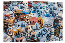 Foam board print Oia in Santorini from above