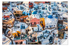 Vinilo para la pared Oia en Santorini desde arriba