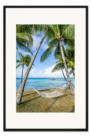 Gerahmter Kunstdruck Urlaub in der Hängematte am Strand I