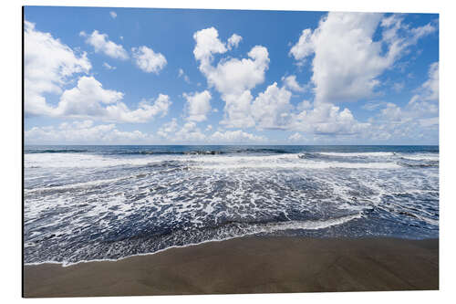 Alubild Schwarzer Sand am Strand von Tahiti