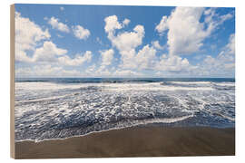 Trätavla Black sand on Tahiti beach