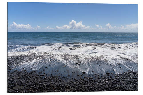 Aluminium print Beach with black sand and stones in Tahiti