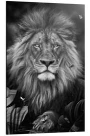 Magnettafel Ein Löwe im Dschungel, umgeben von Schmetterlingen