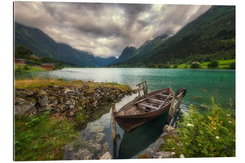 Gallery print Old boat on a lake in Norway