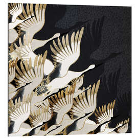 Magnettafel Ein Schwarm Kraniche, abstrakt