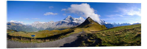 Stampa su vetro acrilico Panorama of Eiger Mönch and Jungfrau, Grindelwald, Switzerland