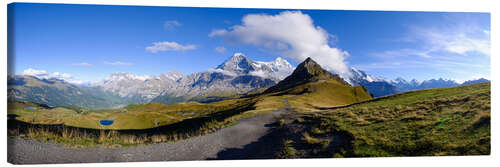 Canvas print Panorama of Eiger Mönch and Jungfrau, Grindelwald, Switzerland