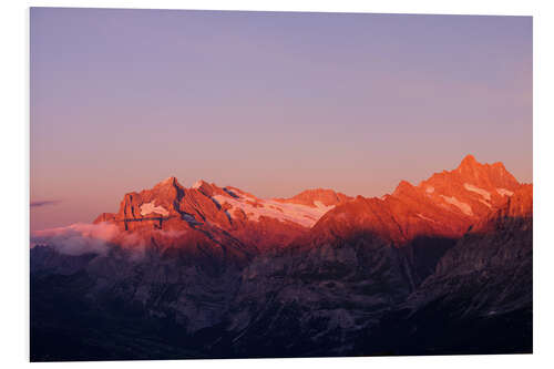 Foam board print Wetterhorn and Schreckhorn mountain peaks at sunset, Grindelwald, Switzerland