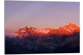 Gallery print Wetterhorn and Schreckhorn mountain peaks at sunset, Grindelwald, Switzerland