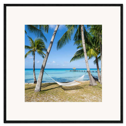 Framed art print Hammock on the beach