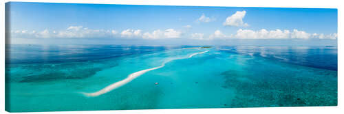 Quadro em tela Aerial view of a sandbar in the Maldives