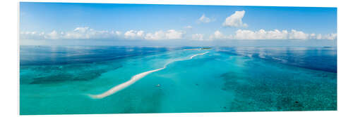 Quadro em PVC Aerial view of a sandbar in the Maldives