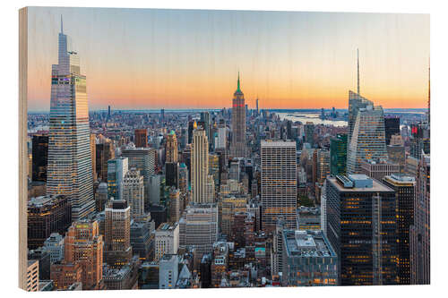 Holzbild New Yorker Sonnenuntergang vom Rockefeller Center