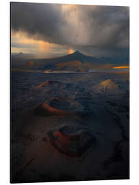 Cuadro de aluminio Volcano craters in the Highlands of Iceland with a rainbow