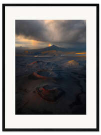 Framed art print Volcano craters in the Highlands of Iceland with a rainbow