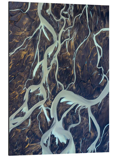 Aluminium print Glacier river in the Highlands in Iceland seen from above