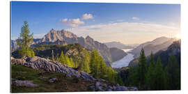 Quadro em plexi-alumínio Sunrise over Koenigssee in the fog