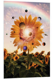 Quadro em PVC Sunflower surrounded by the planets of the solar system